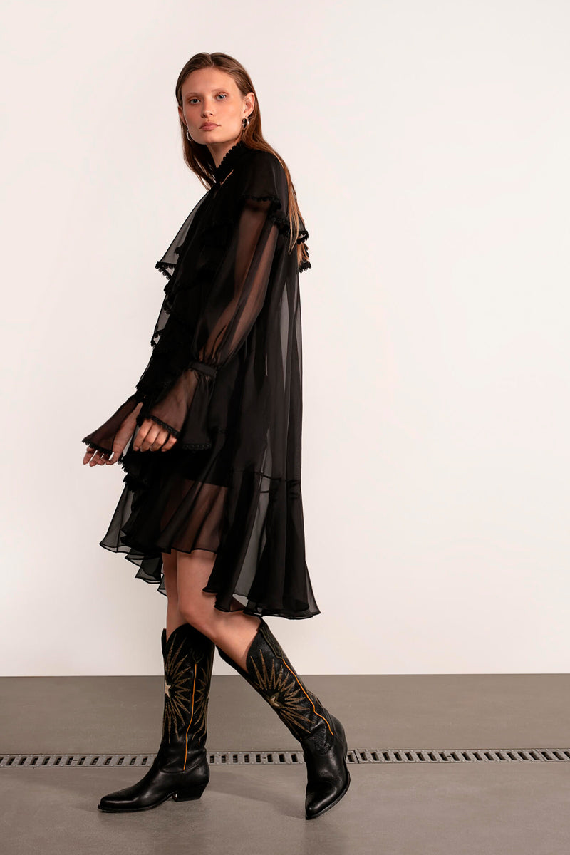 OCEAN OF THE TENDERNESS MIDI DRESS IN BLACK - CULT MIA