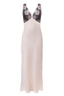 OvertheSea ivory shadow maxi dress, flowy sleeveless design with a fitted waist, perfect for elegant summer occasions.