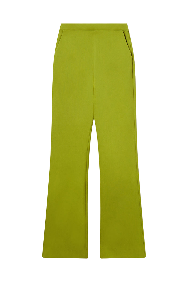 LIZA BONDED TWILL FLAT FACE TROUSER IN PALM GREEN