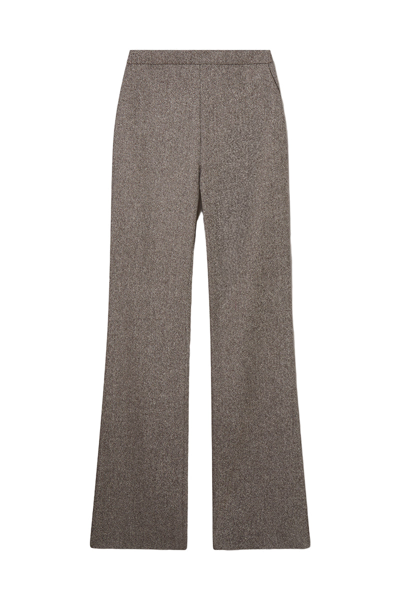 LIZA FINE HERRINGBONE TROUSER IN DARK CHOCOLATE