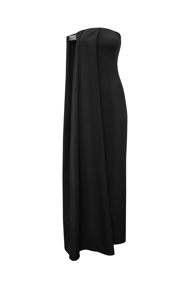 Black obsidian-toned maxi dress by TONYY featuring flowing fabric and a relaxed fit, perfect for elegant daytime or evening wear.