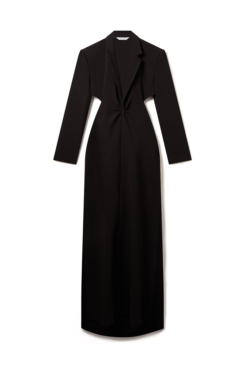CASPER LUX CREPE DRESS COAT IN BLACK