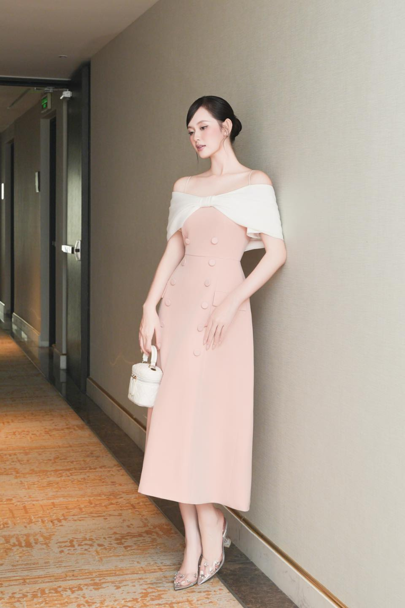 White Plan Capella Dress midi dress with a flowing silhouette and soft fabric, shown in a full-length view.