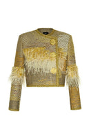 Lalo Avril Gold Jacket, stylish women's jacket with a shiny gold finish, featuring a sleek design and tailored fit.