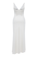 Bocan Couture Elle long rayon nightgown with off-white lace accents, flowing and elegant sleepwear for women.