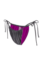 Suncillo Virna glossy bikini bottom in anthracite grey, showing a close-up of the shiny, smooth fabric and fit.