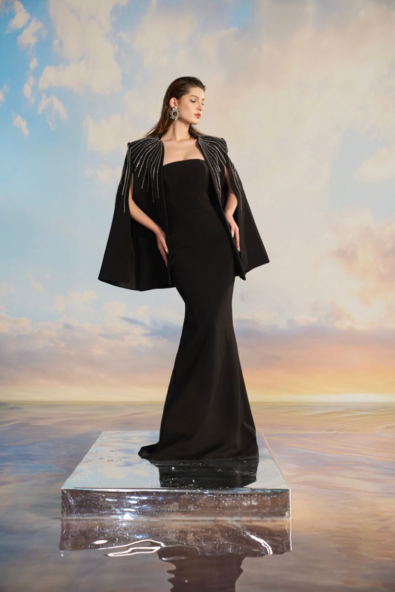 LOUISA CREPE FISHTAIL GOWN - CULT MIA