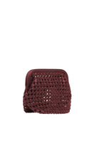 Adriana Castro burgundy leather clutch from LA POPA LEATHER collection, featuring sleek design and textured surface.