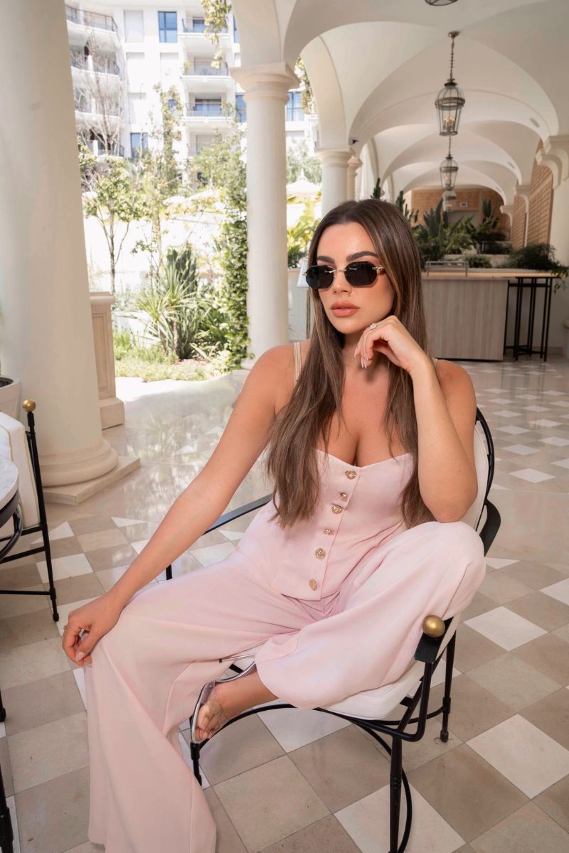PINK CREPE WIDE-LEG PANTS - CULT MIA