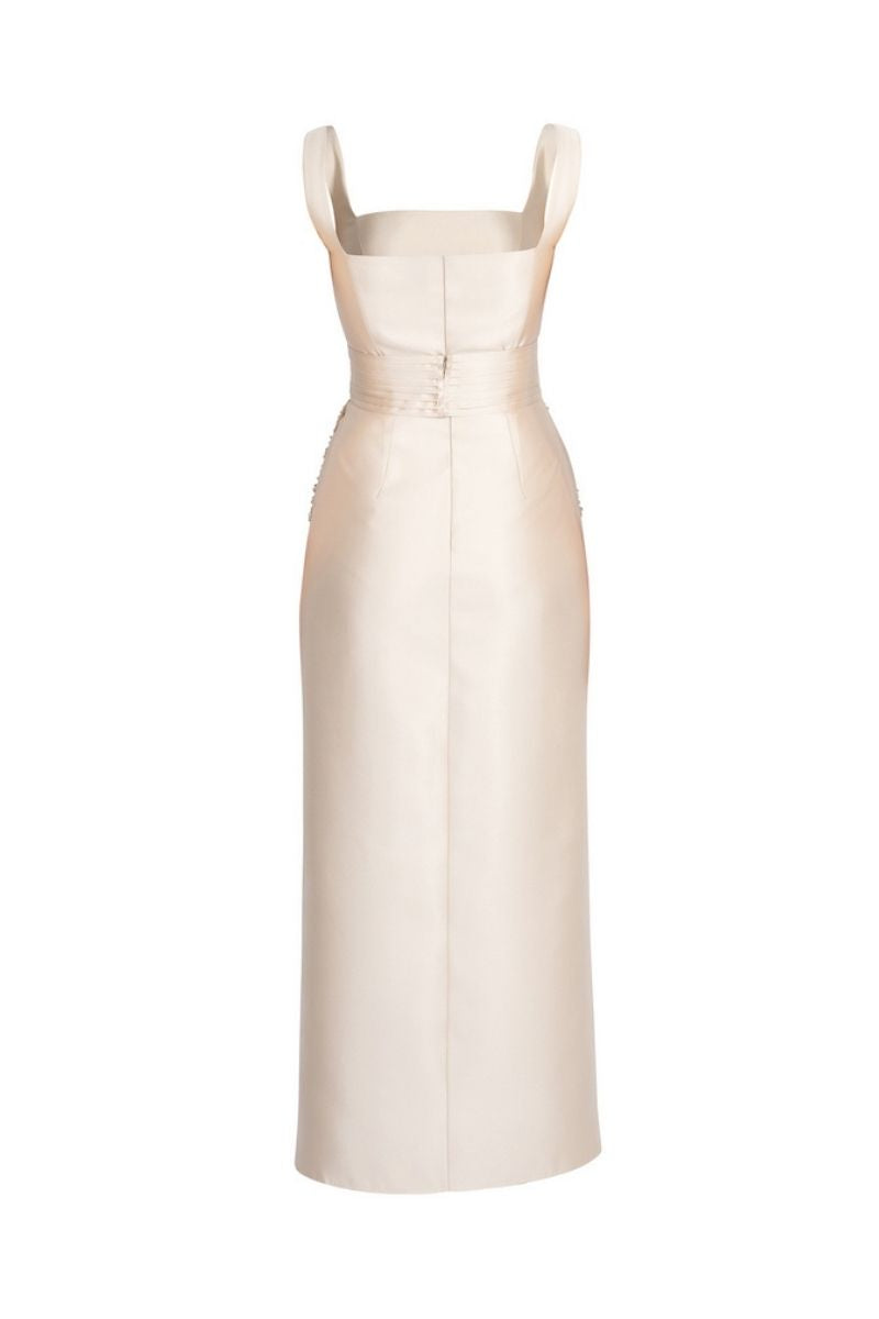 NUDE DETACHABLE MINI CAPE JACKET MAXI DRESS - CULT MIA