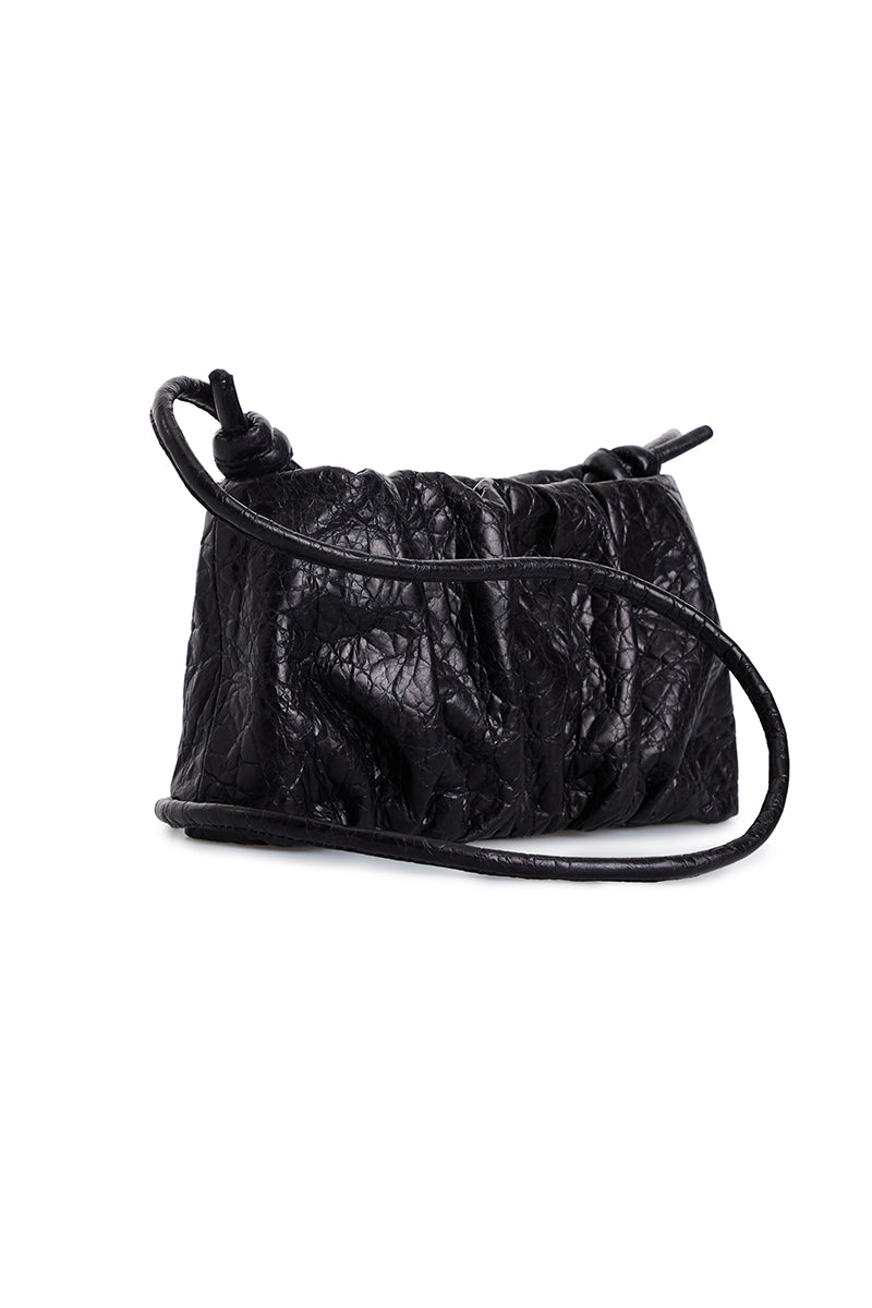 Black Vikele Studio Rosie shoulder bag with sleek design and adjustable strap, made from smooth leather.