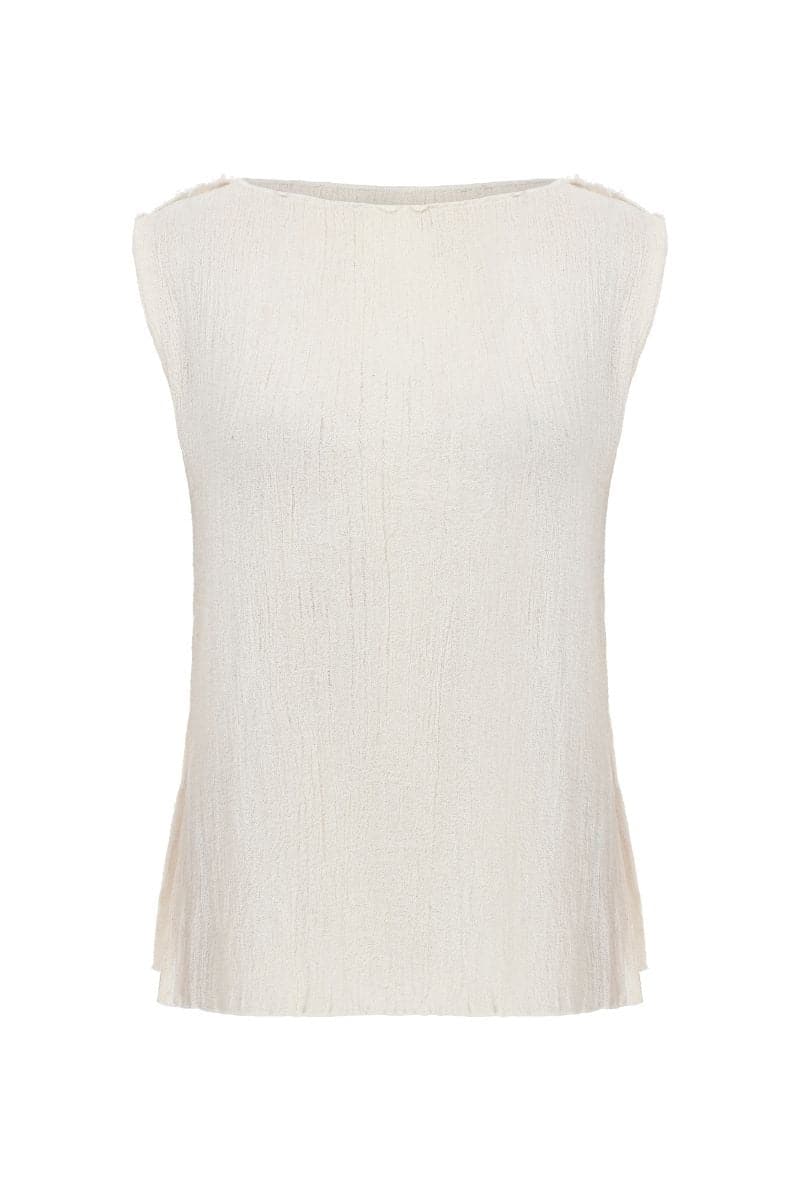 ECRU JULLIETTE BOAT NECK TOP - CULT MIA