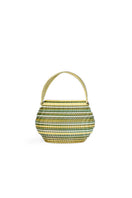 Touchless CULT MIA X touchless green and yellow gem blend clutch handbag with a sleek design and textured surface.