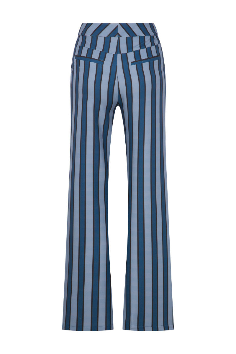 Blue striped pants by ColoReve featuring a relaxed fit and casual style, shown on a model in a natural outdoor setting.