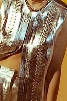 Silver Caniayla leather vest by Double A, stylish sleeveless vest with silver accents, displayed on a neutral background.