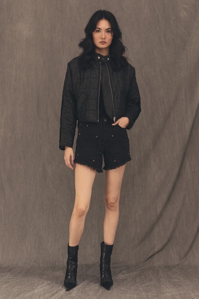 HALEY BLACK DENIM SHORTS - CULT MIA