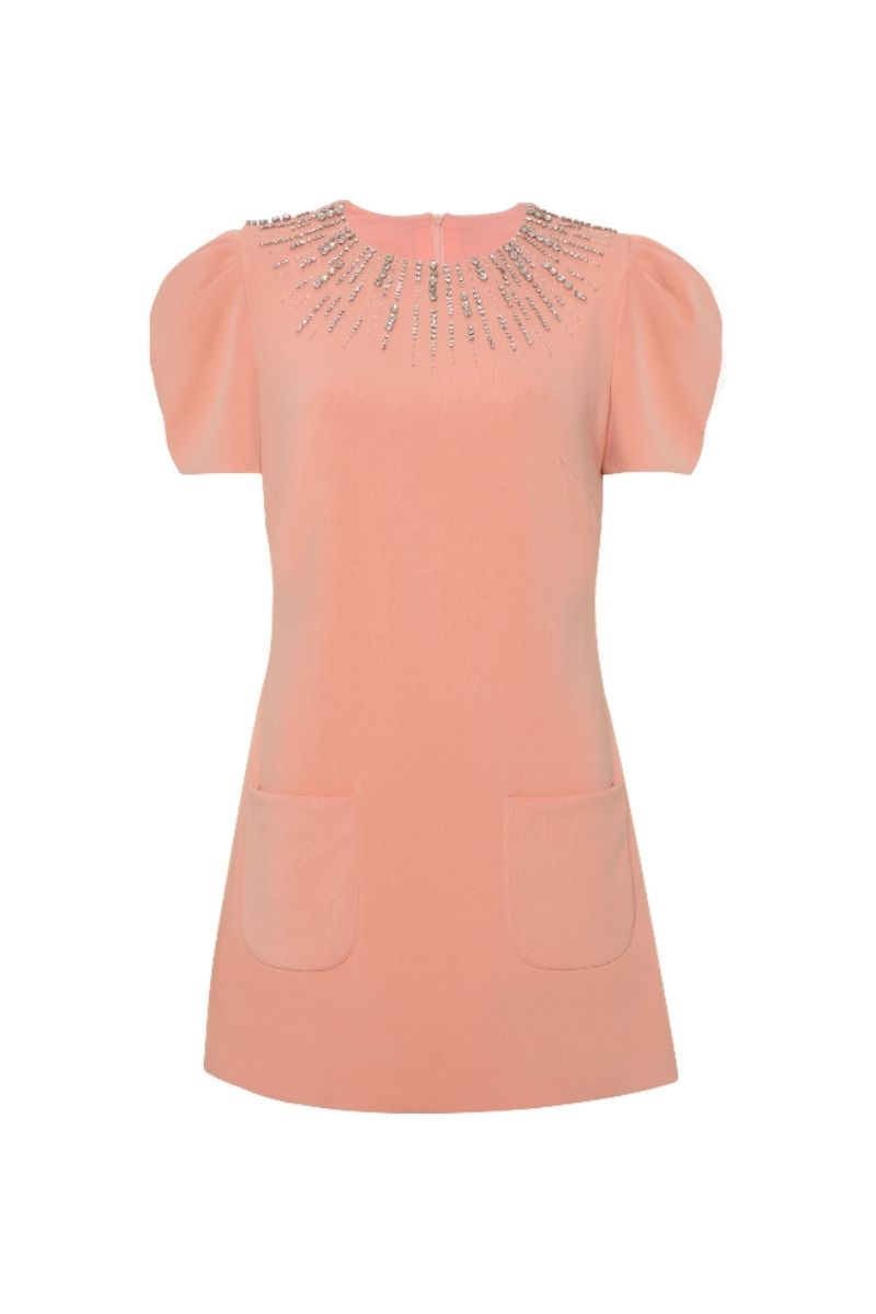 ONI BURNT ORANGE BEADED MINI DRESS - CULT MIA