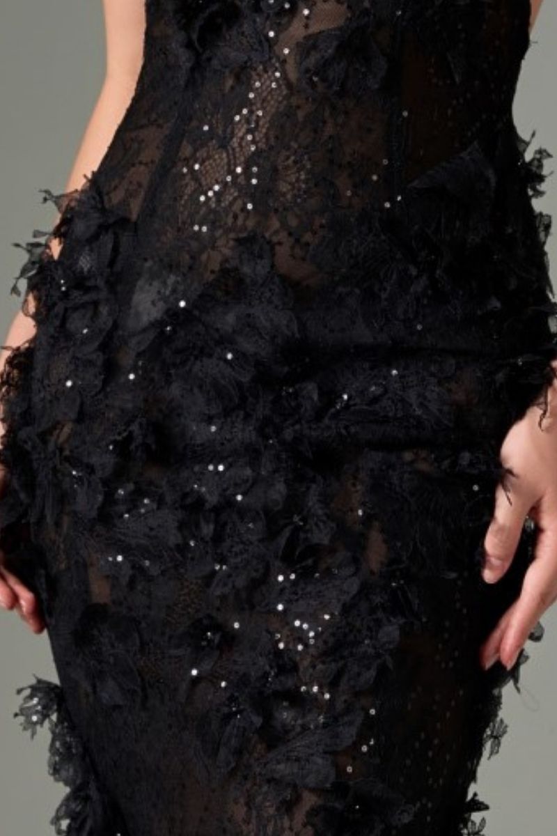 AYLIN FLORAL LACE HALTER NECK GOWN - CULT MIA