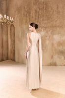 Arti Apparel ARISA maxi dress in flowing fabric with a floral pattern, sleeveless design, and V-neck style.