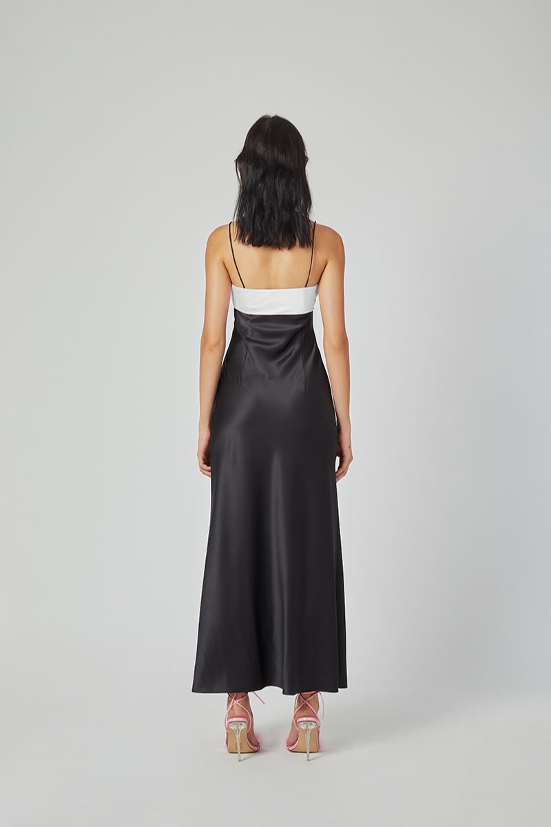SWAN SLIP MAXI DRESS IN BLACK AND WHITE - CULT MIA