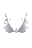 Silver gray Claudia bikini top by Suncillo, featuring a stylish and comfortable swimwear design for summer beachwear.