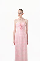 Pink structured corset gown by Happy Clothing featuring a fitted bodice and flowing skirt for elegant formal occasions.
