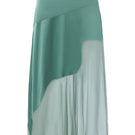 Emerald green Nausica midi skirt by IKINITA displayed with flowing fabric and elegant design.