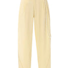 IKINITA ULYSSE yellow pants in butter shade, casual fit with front pockets and belt loops, stylish women's trousers.