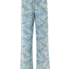 Blue IRIS pants by IKINITA featuring a relaxed fit and stylish design, shown laid flat on a neutral background.