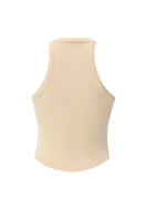 IKINITA WAVE Top in Sand, a stylish sleeveless blouse with wave design, lightweight fabric, perfect for casual or summer wear.