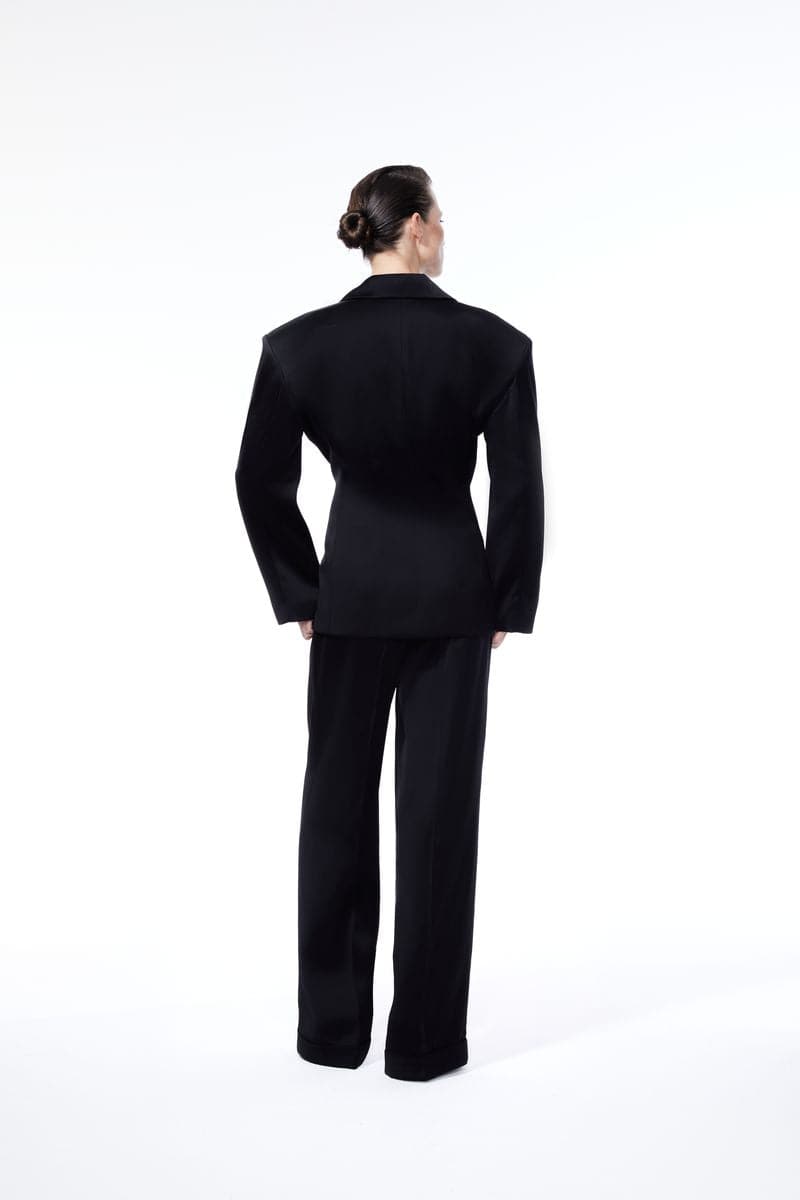 BLACK BARCODE FITTED BLAZER - CULT MIA