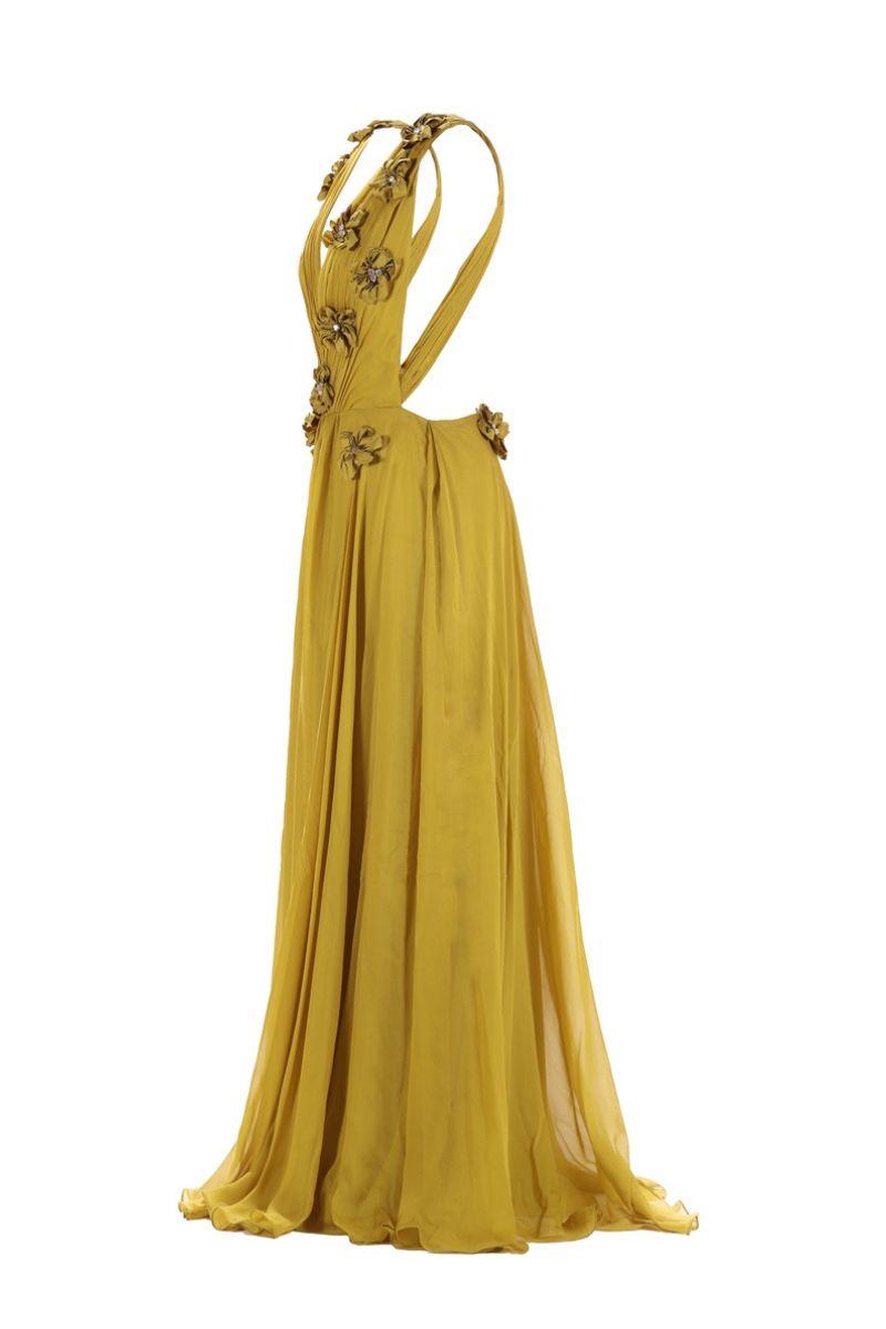 Aquarel Studio Poppy gown with flowing fabric, floral design, and elegant silhouette perfect for formal occasions.