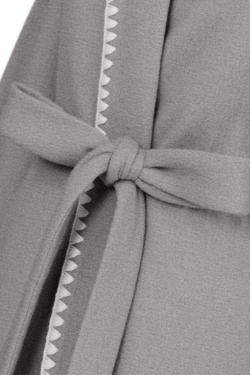 Gray SHELL women’s wool-silk knit robe by MANITO, featuring a cozy, soft knit fabric and relaxed fit for comfortable wear.