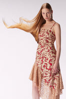 Maccapani Albi cream midi dress with a fitted bodice and flowing skirt, perfect for elegant daytime or evening wear.
