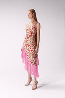 Maccapani ALBI pink midi dress with a flowy silhouette and elegant design, perfect for stylish occasions.
