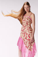 Maccapani pink midi dress from the Albi collection, featuring a feminine fit and elegant design for stylish occasions.