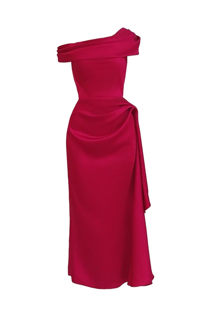 STYLIZED PINK SILK MAXI DRESS - CULT MIA