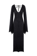 Black OLYA maxi dress by Suncillo, featuring a flowing silhouette and elegant design perfect for formal or casual occasions.