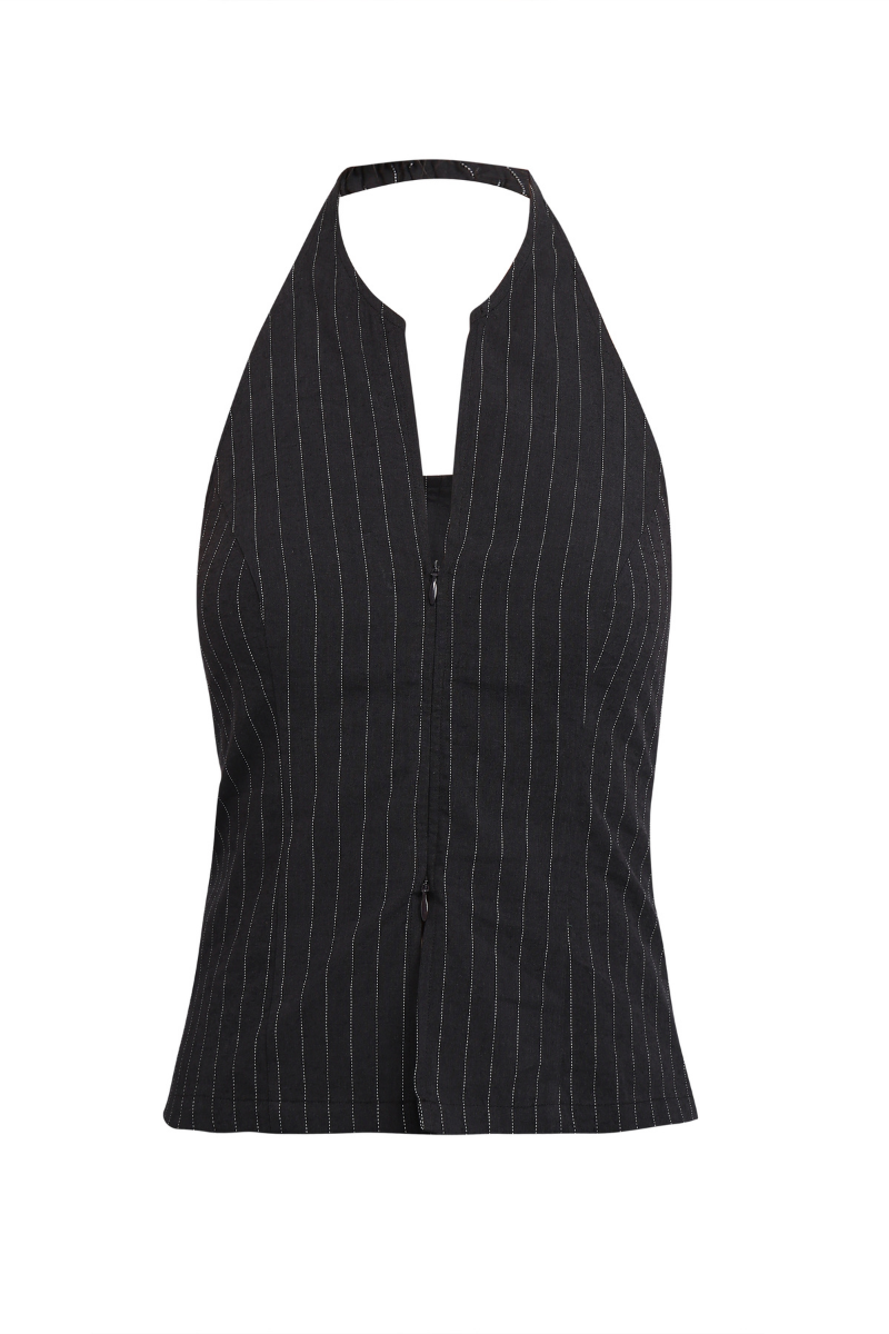 Summer Away LEA vintage blue top, stylish sleeveless blouse with a relaxed fit, perfect for casual and summer outfits.