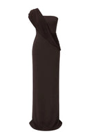 Elegant NOCTIS DRAPE gown by TONYY featuring flowing fabric and sophisticated design, perfect for formal occasions.