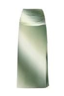 Summer Away Amman midi skirt in sage ombre with flowing fabric and tiered design, perfect for casual and stylish outfits.