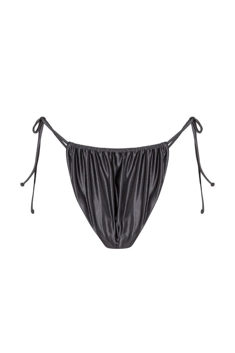 Suncillo Virna Glossy Bottom Bikini in anthracite grey, featuring shiny, high-waisted bikini bottoms with a sleek finish.