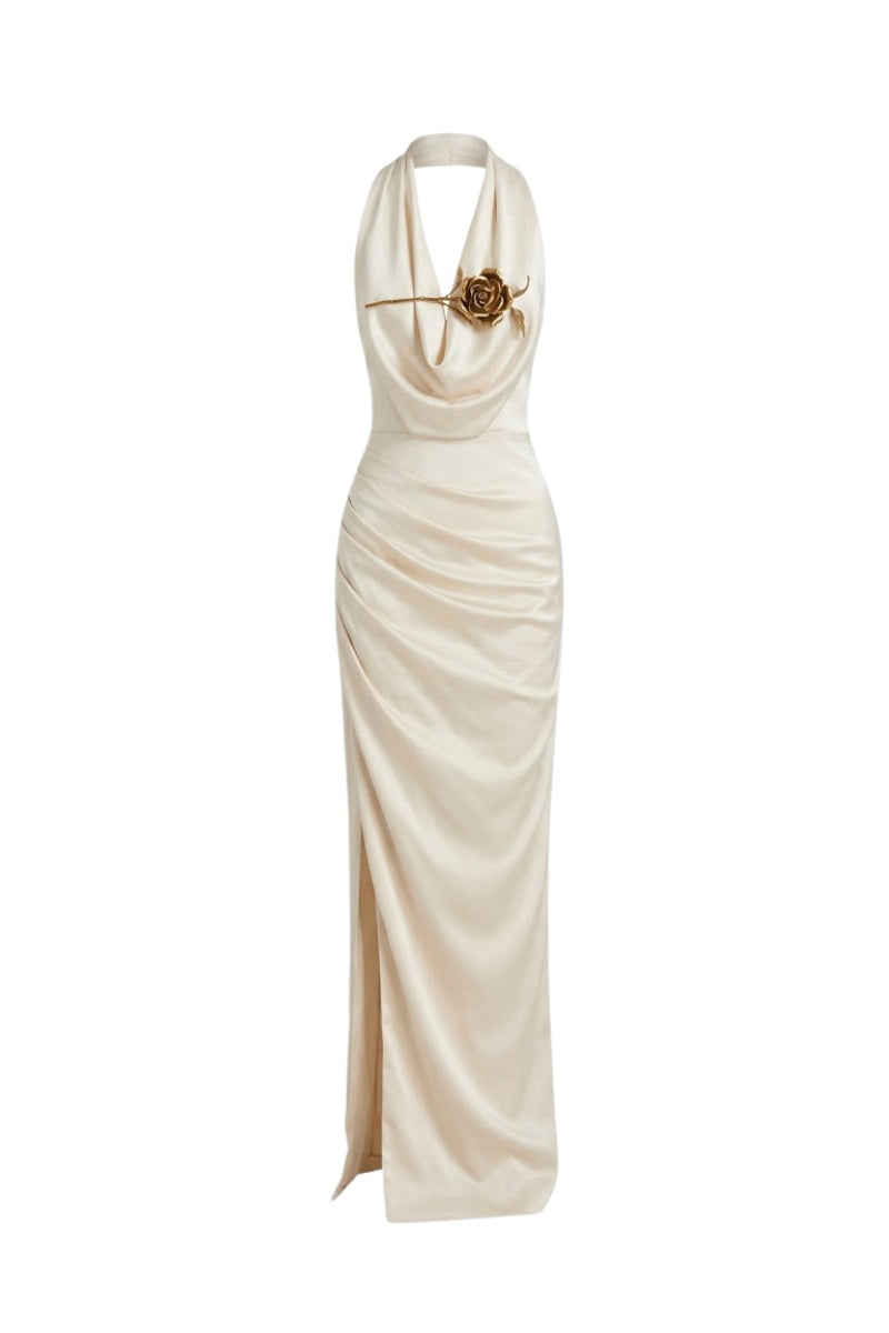 Margée Atelier HANAH Maxi Dress featuring flowing fabric and elegant design, shown in a full-length view.