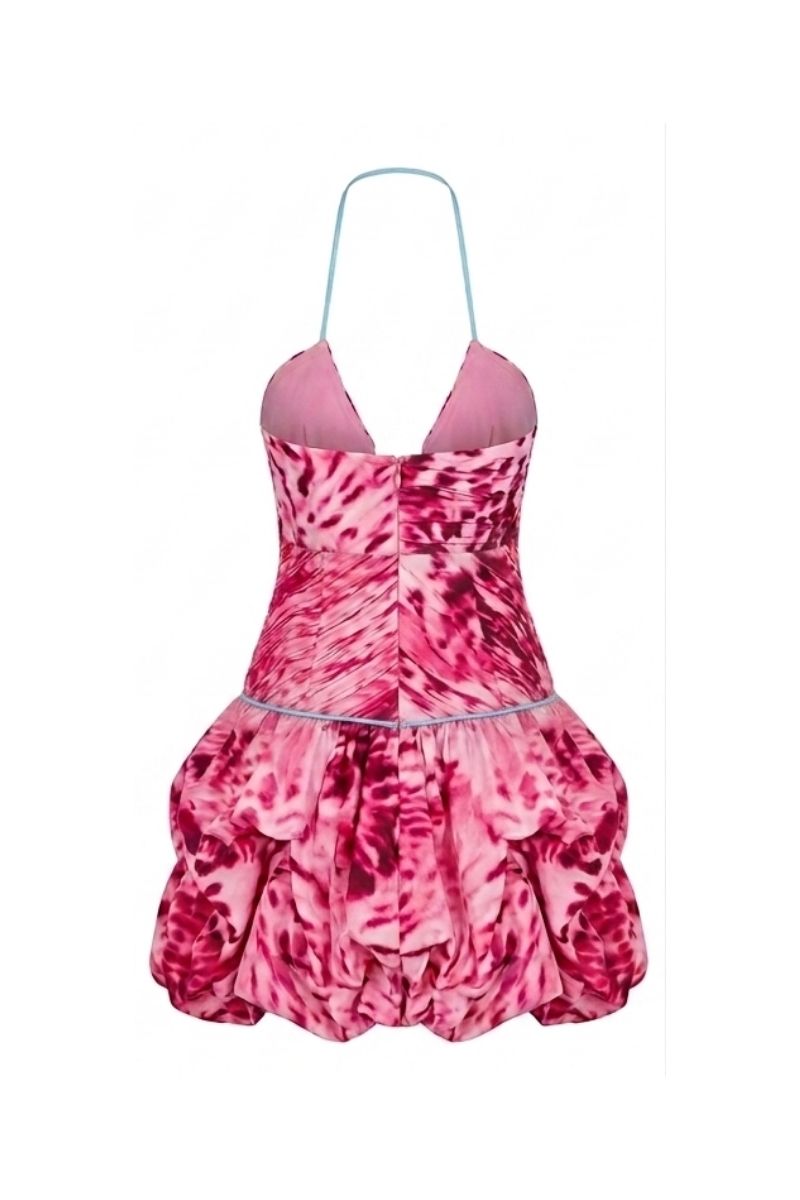 Sisters Serena mini dress in Orchid Glow featuring a fitted silhouette and vibrant floral pattern.