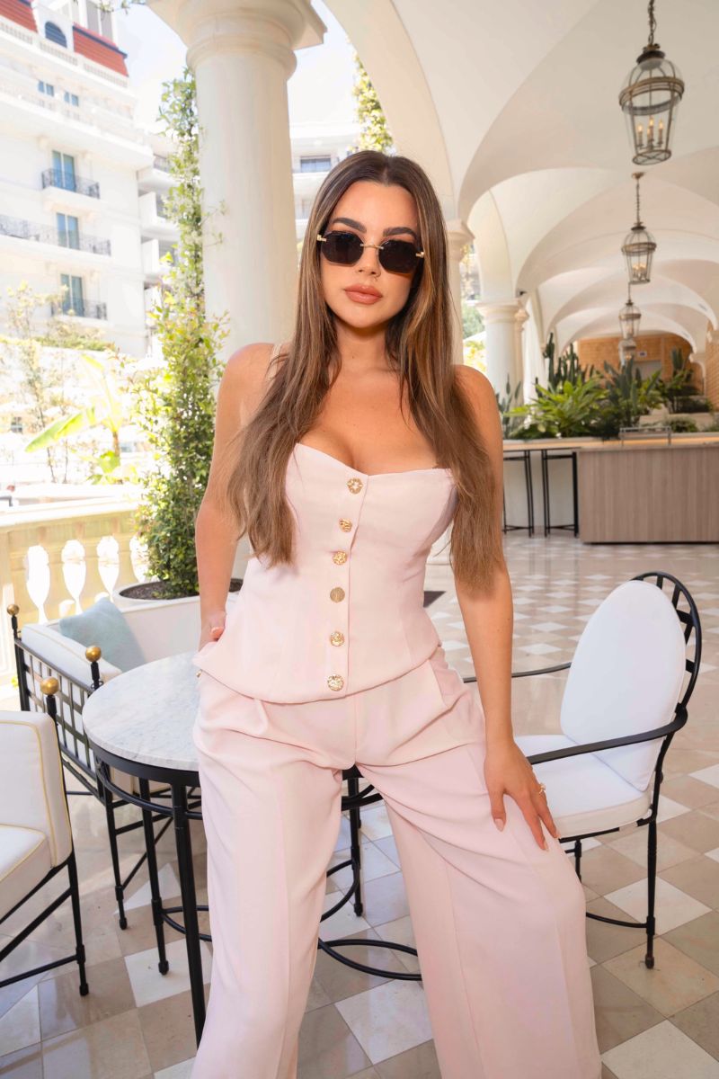 PINK CREPE WIDE-LEG PANTS - CULT MIA