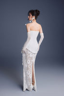 Keira Tong Bouquet Corset Lace Dress gown featuring intricate lace details and a fitted silhouette for elegant occasions.