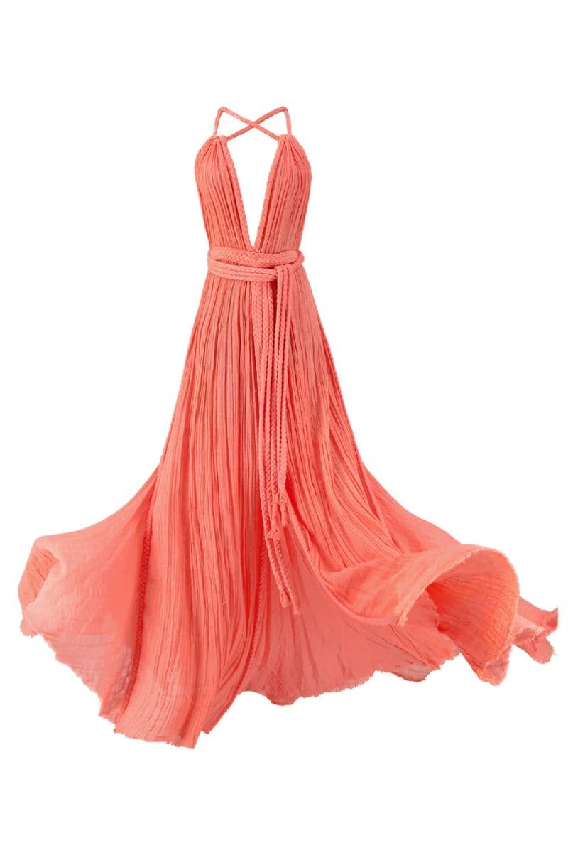 Kasia Kulenty GISELLA gown in sorbet color, elegant evening dress with flowing fabric and stylish design.