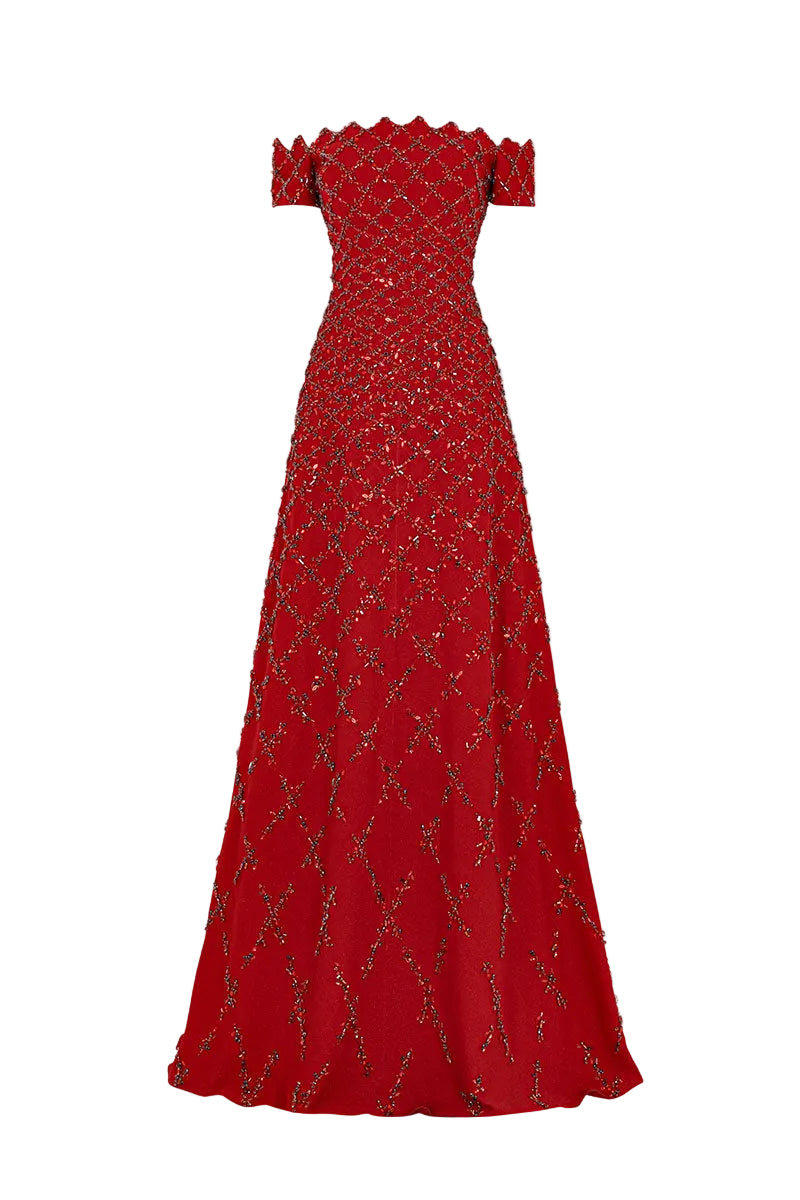 red diamond dress EMBROIDERED RED BOW-DETAILED DRESS | CULT MIA
