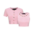 Nana Jacqueline Kennedy pink knit top set, featuring a cozy knit top with long sleeves and matching pants, stylish and comfortable.