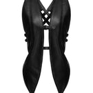 Black leather Vaska jacket with belt, stylish men's vest featuring a sleek design and a buckle belt detail.